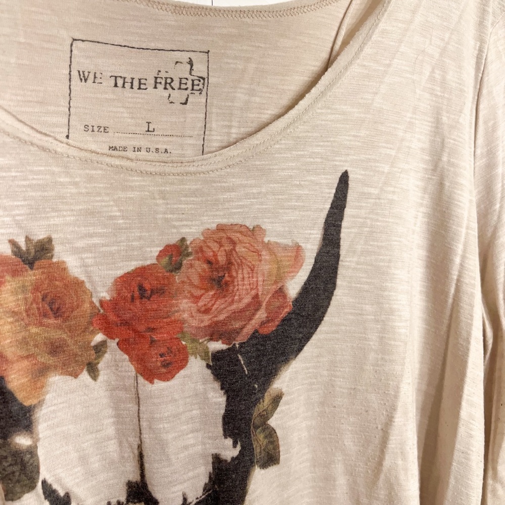 We The Free Floral Skull Graphic Long Sleeve Top - Picture 2 of 2